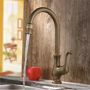 Antique Brass Finish One Hole One Handle Cold and Hot Water Rotatable Kitchen Faucet TP8801A Antique Brass Finish One Hole One Handle Cold and Hot Water Rotatable Kitchen Faucet TP8801A