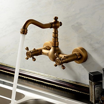 Antique inspired Kitchen Faucet - Wall Mount (Antique Brass Finish) TP0415E Antique inspired Kitchen Faucet - Wall Mount (Antique Brass Finish) TP0415E