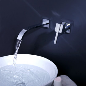 Contemporary Brass Waterfall Bathroom Sink Faucet Wall Mount T0465 Contemporary Brass Waterfall Bathroom Sink Faucet Wall Mount T0465