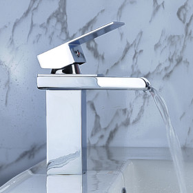 Contemporary Single Handle Chrome Waterfall Bathroom Sink Faucet - T0510 Contemporary Single Handle Chrome Waterfall Bathroom Sink Faucet - T0510