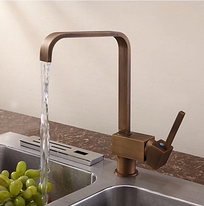 Antique Inspired Solid Brass Kitchen Faucet Antique Brass Finish T0718A Antique Inspired Solid Brass Kitchen Faucet Antique Brass Finish T0718A