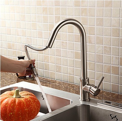Nickel Brushed Finish Pull-Out Kitchen Faucet T0757 Nickel Brushed Finish Pull-Out Kitchen Faucet T0757