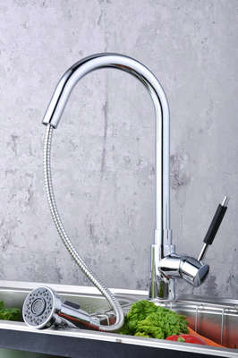 Contemporary Solid Brass Pull Down Kitchen Faucet (Chrome Finish)T0784-2 Contemporary Solid Brass Pull Down Kitchen Faucet (Chrome Finish)T0784-2