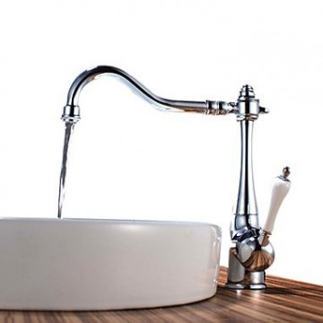 Chrome Finish Brass White Handle Kitchen Faucet T0797 Chrome Finish Brass White Handle Kitchen Faucet T0797