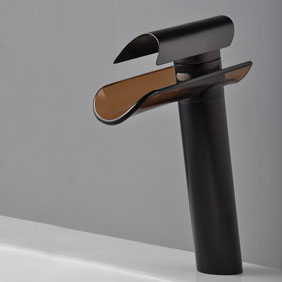Oil Rubbed Bronze Waterfall Bathroom Sink Faucet with Glass Spout T0814HB Oil Rubbed Bronze Waterfall Bathroom Sink Faucet with Glass Spout T0814HB