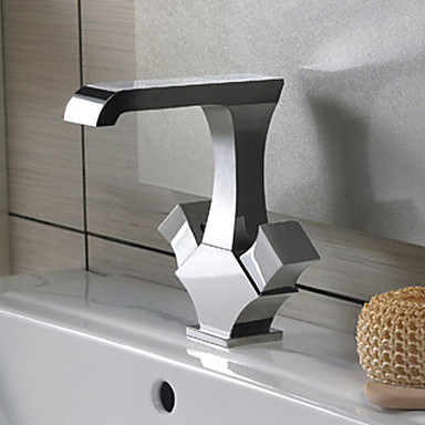 Contemporary Solid Brass Bathroom Sink Faucet - Chrome Finish T1303 Contemporary Solid Brass Bathroom Sink Faucet - Chrome Finish T1303