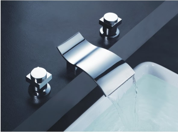 Contemporary Waterfall Bathroom Sink Faucet (Chrome Finish, Widespread) TP7709C Contemporary Waterfall Bathroom Sink Faucet (Chrome Finish, Widespread) TP7709C