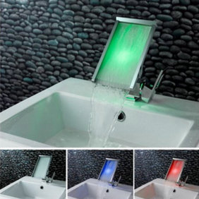 Contemporary Color Changing LED Waterfall Widespread Bathroom Sink Faucet - T8002-2 Contemporary Color Changing LED Waterfall Widespread Bathroom Sink Faucet - T8002-2