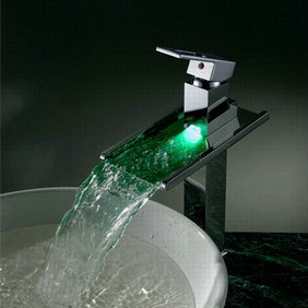 Contemporary Color Changing LED Waterfall Bathroom Sink Faucet - T8004A Contemporary Color Changing LED Waterfall Bathroom Sink Faucet - T8004A