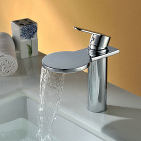Contemporary Waterfall Bathroom Sink Faucet Chrome Finish T8024 Contemporary Waterfall Bathroom Sink Faucet Chrome Finish T8024