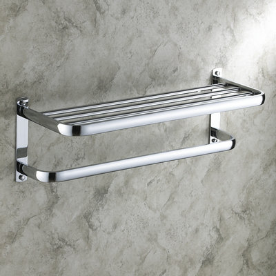 24 Inch Bathroom Shelf Solid Brass Chrome Finishd With Towel Bar TCB7403 24 Inch Bathroom Shelf Solid Brass Chrome Finishd With Towel Bar TCB7403