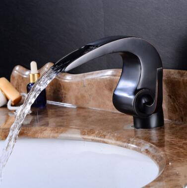 Antique Basin Faucet Black Bronze Brass Waterfall Bathroom Sink Faucet FA0195B Antique Basin Faucet Black Bronze Brass Waterfall Bathroom Sink Faucet FA0195B