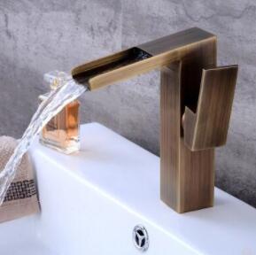 Antique Basin faucet Brass Waterfall Mixer Water Bathroom Sink Faucet FA0280 Antique Basin faucet Brass Waterfall Mixer Water Bathroom Sink Faucet FA0280