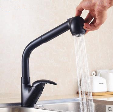 Black Copper Can Rotate With The Pull Type Shower Kitchen Faucet FB0199 Black Copper Can Rotate With The Pull Type Shower Kitchen Faucet FB0199