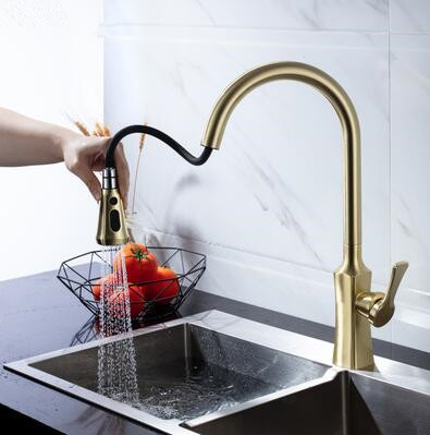 Antique Brass Nickel Brushed Golden 360° Rotatable Pull Down Kitchen Faucet FG355P Antique Brass Nickel Brushed Golden 360° Rotatable Pull Down Kitchen Faucet FG355P