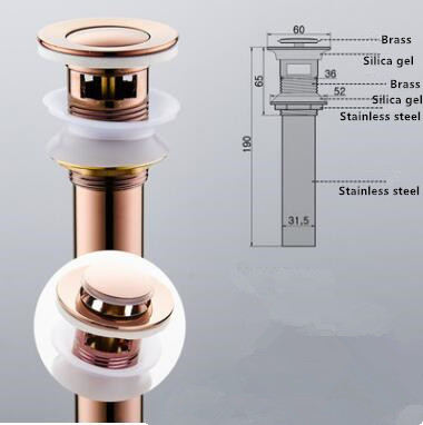 Antique Brass Rose Golden Pop Up Drain PP057R Antique Brass Rose Golden Pop Up Drain PP057R