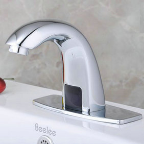 Contemporary Automatic Sensor Bathroom Sink Faucet with Escutcheon Plate - T0101 Contemporary Automatic Sensor Bathroom Sink Faucet with Escutcheon Plate - T0101