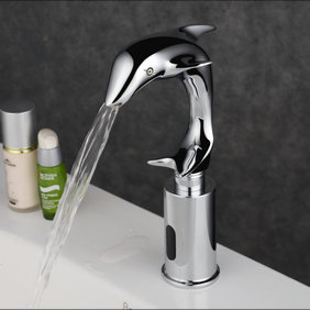 Contemporary Dolphin Cold Sensor Chrome Finish Bathroom Sink Faucet - T0133 Contemporary Dolphin Cold Sensor Chrome Finish Bathroom Sink Faucet - T0133