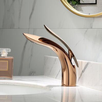 Antique Basin Faucet Rose Gold Art Designed Mixer Bathroom Sink Faucet T0140R