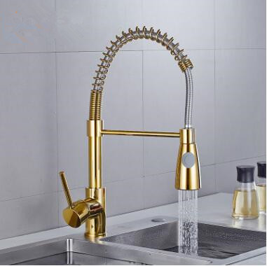 Antique Brass Golden Kitchen SPRING Type Pull Out Mixer Sink Faucet T0173G Antique Brass Golden Kitchen SPRING Type Pull Out Mixer Sink Faucet T0173G