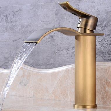 Antique Basin Faucet Brass Waterfall Mixer Water Bathroom Sink Faucet T0280F Antique Basin Faucet Brass Waterfall Mixer Water Bathroom Sink Faucet T0280F