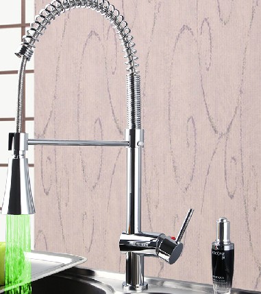 Contemporary LED Colour Change Single Handle Chrome Centerset Pull-out Kitchen Faucet T0746 Contemporary LED Colour Change Single Handle Chrome Centerset Pull-out Kitchen Faucet T0746