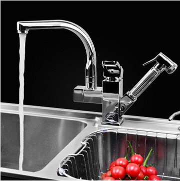 Chrome Two Handles Pull Out Mixer Centerset Kitchen Faucet T0790E Chrome Two Handles Pull Out Mixer Centerset Kitchen Faucet T0790E