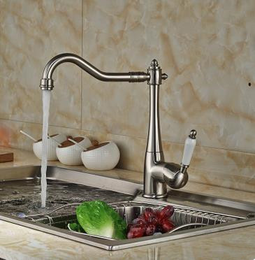 Vintage Style Nickel Brushed Curve Design Kitchen Faucet T0797N Vintage Style Nickel Brushed Curve Design Kitchen Faucet T0797N