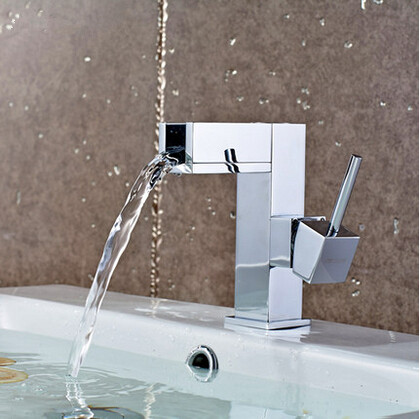 Waterfall Bathroom Brass Single Handle Mixer Sink Faucet (Short version) T1032F Waterfall Bathroom Brass Single Handle Mixer Sink Faucet (Short version) T1032F
