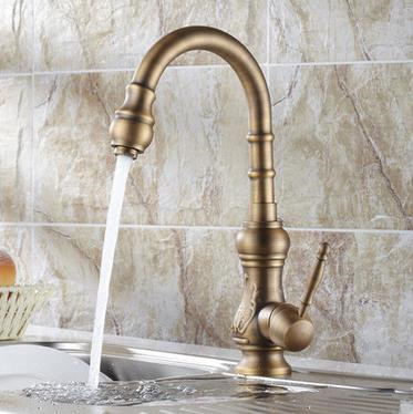 Antique Brass Kitchen Faucet (Antique Copper Finish) T-1705A