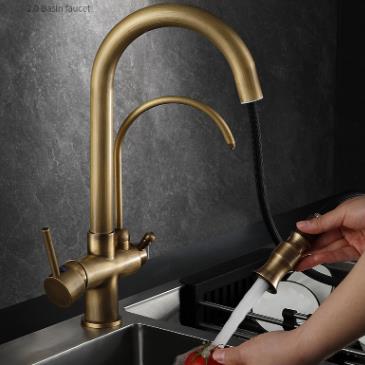 Antique Brass Pull Out Three way Drinking Water Rotatable Kitchen Sink Faucet TA398F Antique Brass Pull Out Three way Drinking Water Rotatable Kitchen Sink Faucet TA398F
