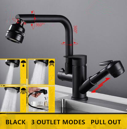 Black Bronze Brass 3 Outlet Modes Pull Out Rotatable Kitchen Sink Faucet TB0199 Black Bronze Brass 3 Outlet Modes Pull Out Rotatable Kitchen Sink Faucet TB0199