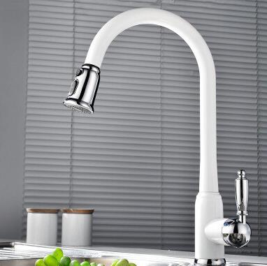 High Quality Brass White Painted Kitchen Pull Down Sink Faucet TB3013 High Quality Brass White Painted Kitchen Pull Down Sink Faucet TB3013