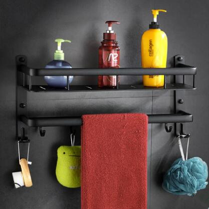 Aluminum Black Printed Double Type Free Punching Bathroom Accessory Bathroom Shelves TCB0109 Aluminum Black Printed Double Type Free Punching Bathroom Accessory Bathroom Shelves TCB0109