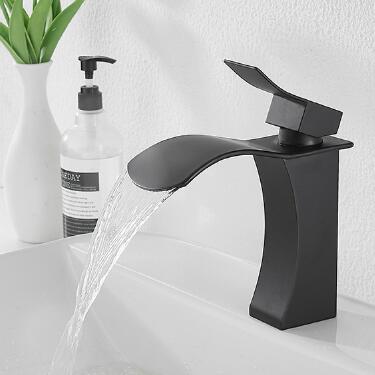 Modern Single Handle Black Brass Waterfall Mixer Water Bathroom Sink Faucet TF0108 Modern Single Handle Black Brass Waterfall Mixer Water Bathroom Sink Faucet TF0108