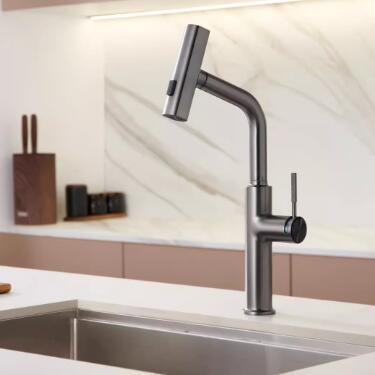 Brass Gun-Grey Finished Waterfall Spout Pull Down Kitchen Sink Faucet TF0388 Brass Gun-Grey Finished Waterfall Spout Pull Down Kitchen Sink Faucet TF0388
