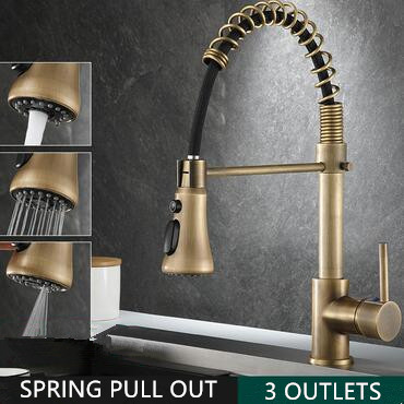 Antique Brass SPRING Type Pull Out Rotatable Kitchen Sink Faucet TF0548A Antique Brass SPRING Type Pull Out Rotatable Kitchen Sink Faucet TF0548A