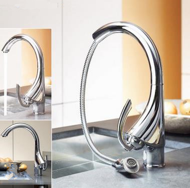 Best Quality Brass Chrome Painted Rotatable Kitchen Pull Down Sink Faucet TP2499 Best Quality Brass Chrome Painted Rotatable Kitchen Pull Down Sink Faucet TP2499