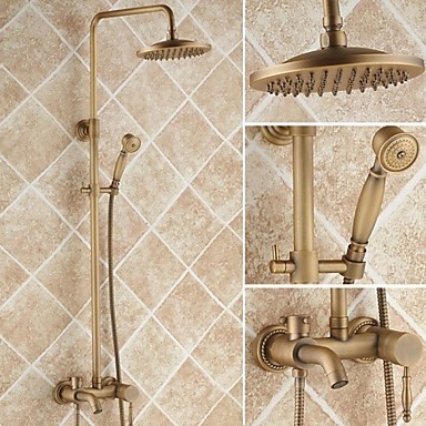 Antique Brass 8 inch Shower Head + Hand Shower Tub Shower Faucet - TSA005 Antique Brass 8 inch Shower Head + Hand Shower Tub Shower Faucet - TSA005