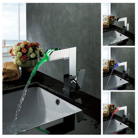 Contemporary Color Changing LED Bathroom Sink Faucet - T8005-3 Contemporary Color Changing LED Bathroom Sink Faucet - T8005-3