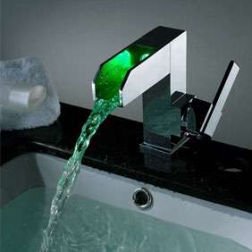 Contemporary Color Changing LED Waterfall Bathroom Sink Faucet - T8005F Contemporary Color Changing LED Waterfall Bathroom Sink Faucet - T8005F