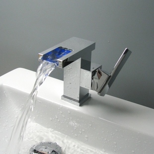 Contemporary Color Changing LED Waterfall Bathroom Sink Faucet - T9001 Contemporary Color Changing LED Waterfall Bathroom Sink Faucet - T9001
