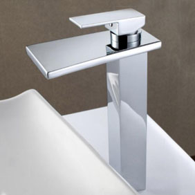 Contemporary Solid Brass Waterfall Bathroom Sink Faucet (Tall) T6005H Contemporary Solid Brass Waterfall Bathroom Sink Faucet (Tall) T6005H