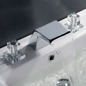 Contemporary Waterfall Bathroom Sink Faucet (Chrome Finish, Widespread) T7002 Contemporary Waterfall Bathroom Sink Faucet (Chrome Finish, Widespread) T7002