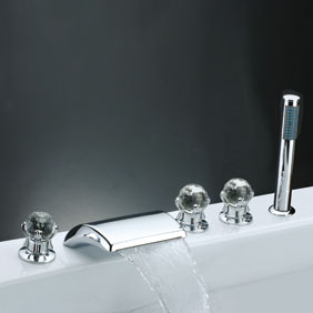 Waterfall Tub Faucet with Hand Shower (Chrome Finish) T7014 Waterfall Tub Faucet with Hand Shower (Chrome Finish) T7014